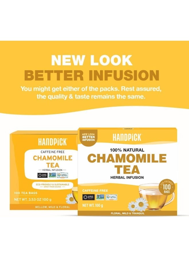 HANDPICK, Organic Chamomile Tea Bags (100 Herbal Tea Bags) Caffeine Free| Premium Floral Chamomile Herbal Tea in Eco-Conscious Teabags | Direct from Source - Image 3